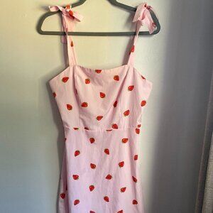 Shein size medium Strawberry print tie shoulder dress